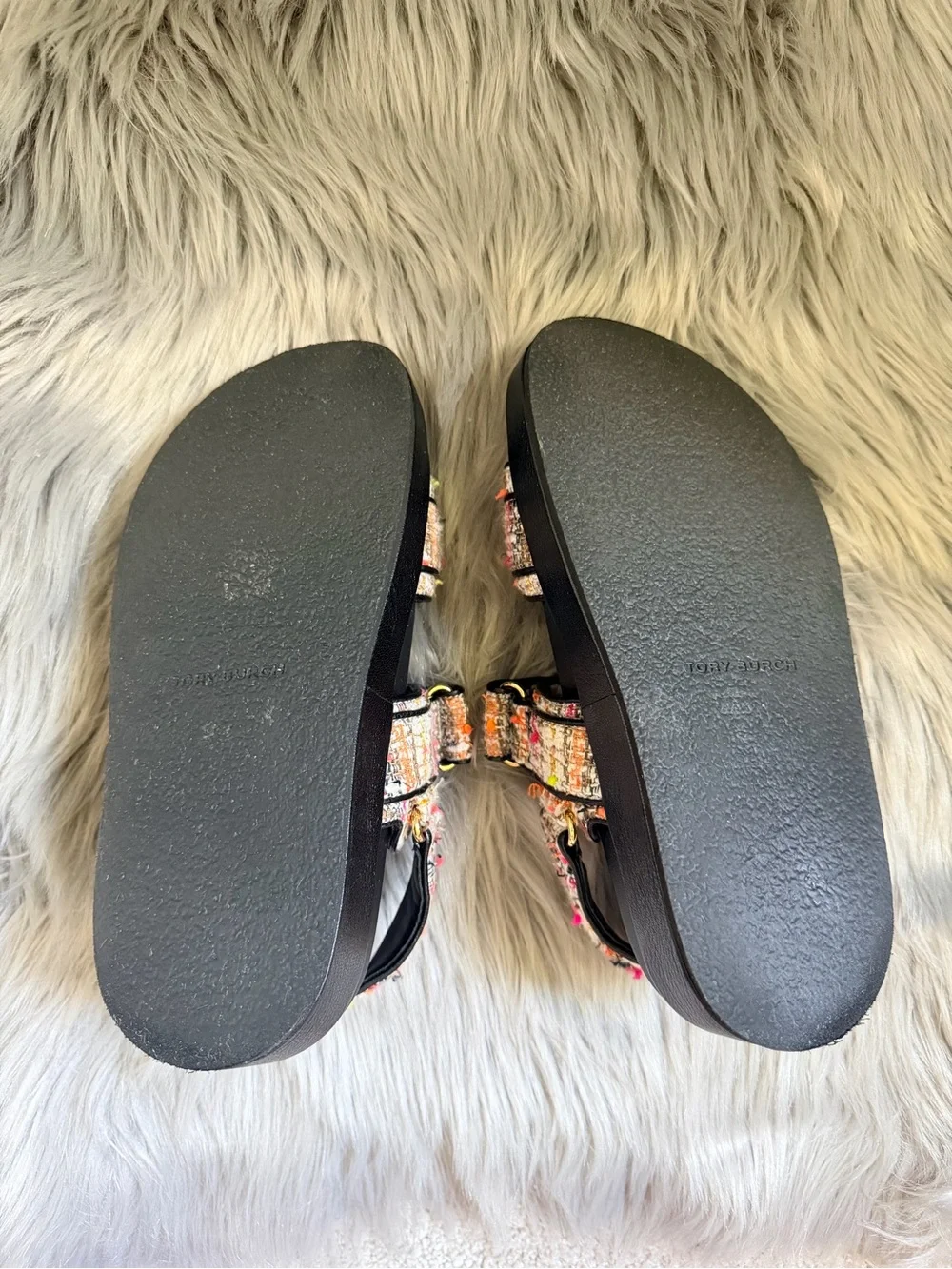 Tory Burch Kira Sport Sandal Women Size 6.5 Tweed Pink/Black